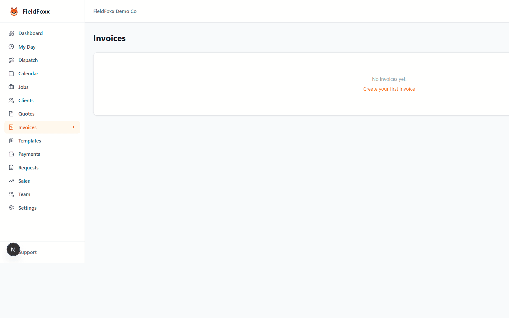 FieldFoxx invoice with online payment and recorded payments