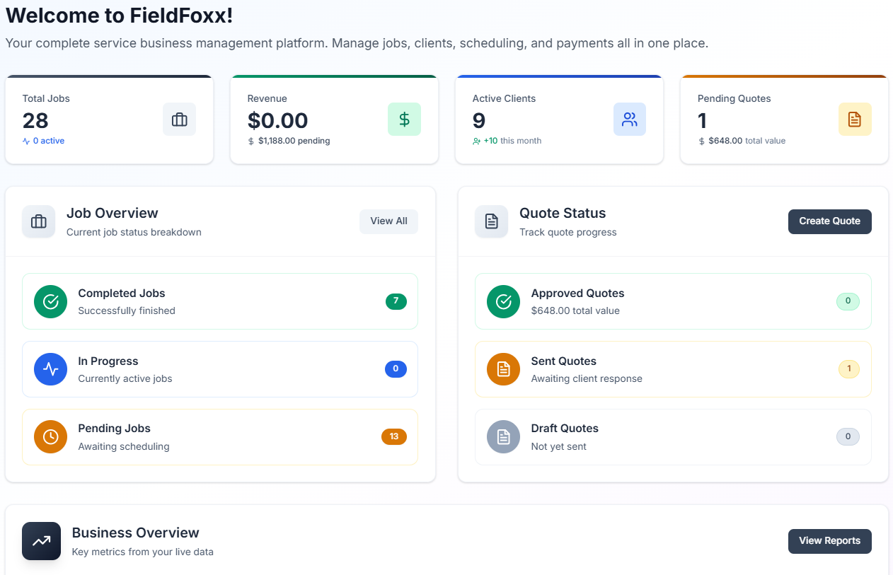 FieldFoxx Dashboard